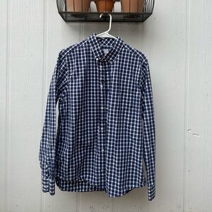 GAP Navy and White Plaid Casual Shirt